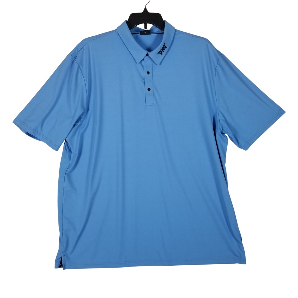 PXG Polo Shirt Men 2XL Blue Short Sleeve Performance Golf Logo 65s